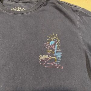 Sullen Navy Pinup Girl Woman Beach Graphic Tee